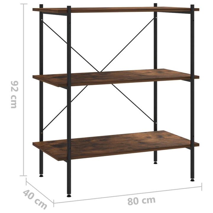 Hyllenhet Med 3 Hyllplan Svart Och Naturfärg 80X40X
