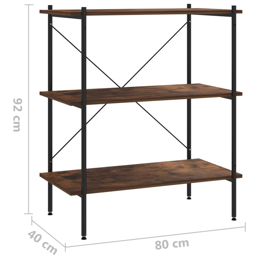 Hyllenhet Med 3 Hyllplan Svart Och Naturfärg 80X40X
