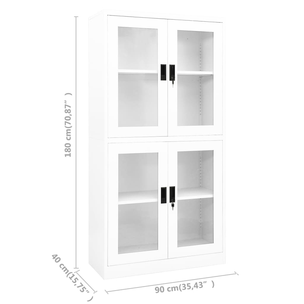 Dokumentskåp 90X40X180 Cm Stål Och Härdat Glas