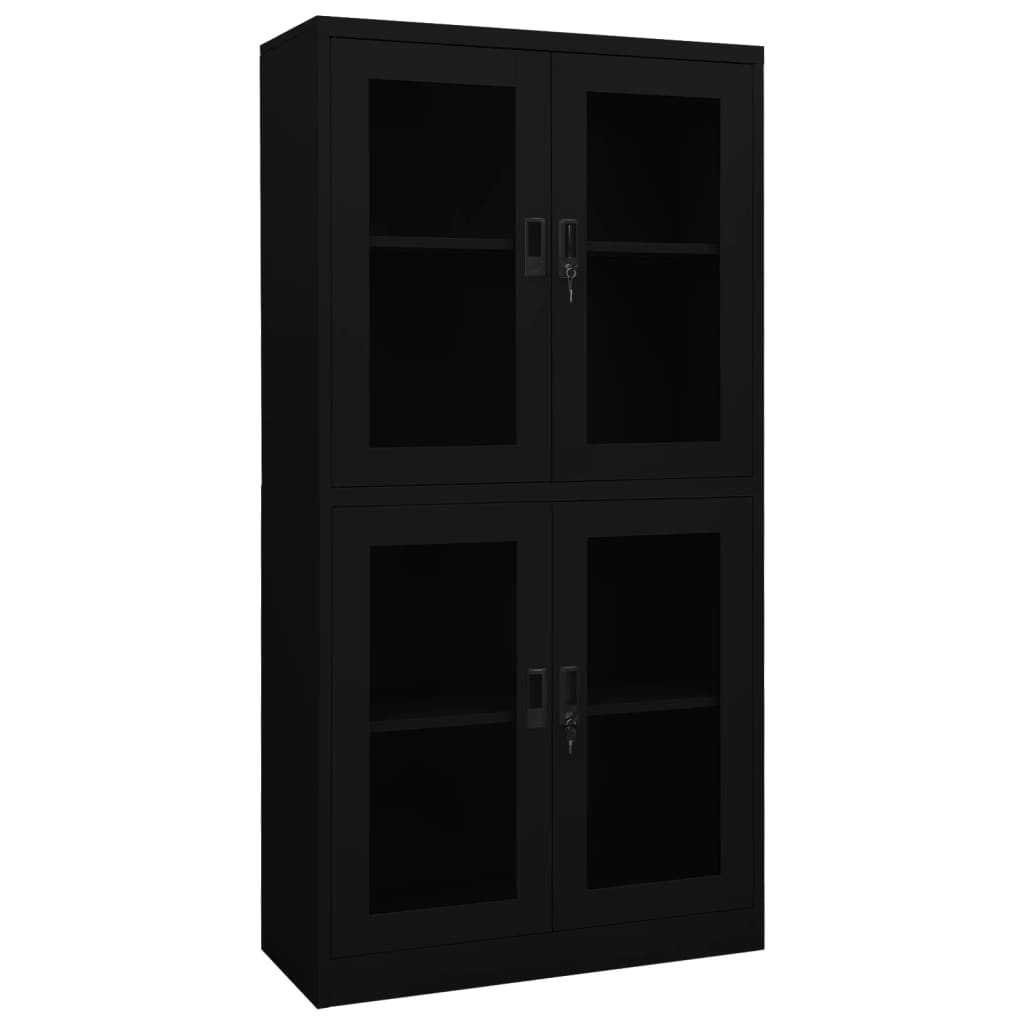 Dokumentskåp 90X40X180 Cm Stål Och Härdat Glas