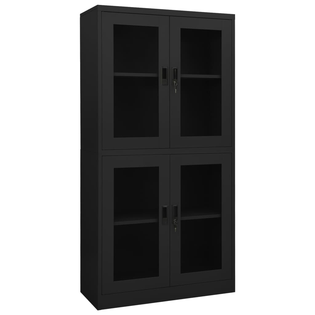 Dokumentskåp 90X40X180 Cm Stål Och Härdat Glas