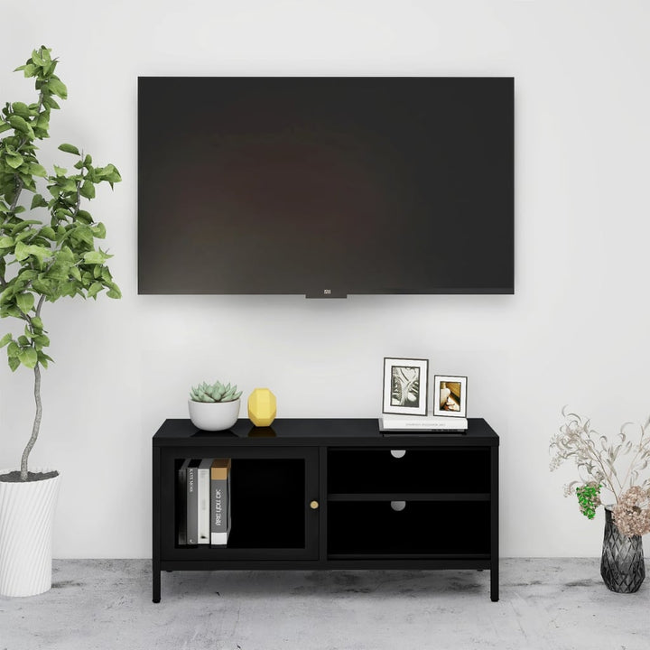 Tv-Bänk 90X30X44 Cm Stål Och Glas