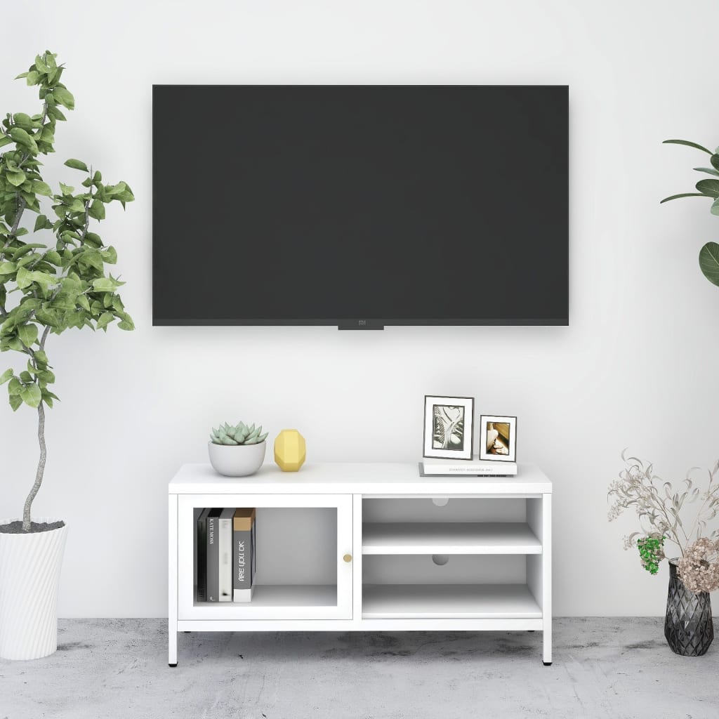 Tv-Bänk 90X30X44 Cm Stål Och Glas