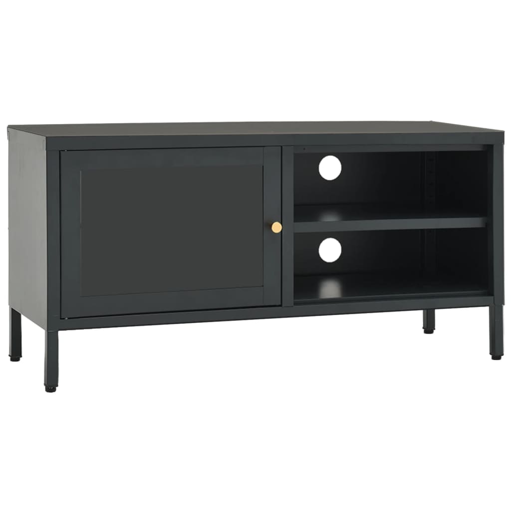 Tv-Bänk 90X30X44 Cm Stål Och Glas