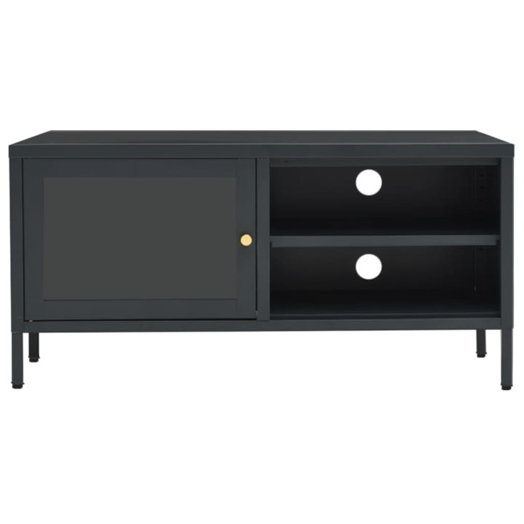 Tv-Bänk 90X30X44 Cm Stål Och Glas