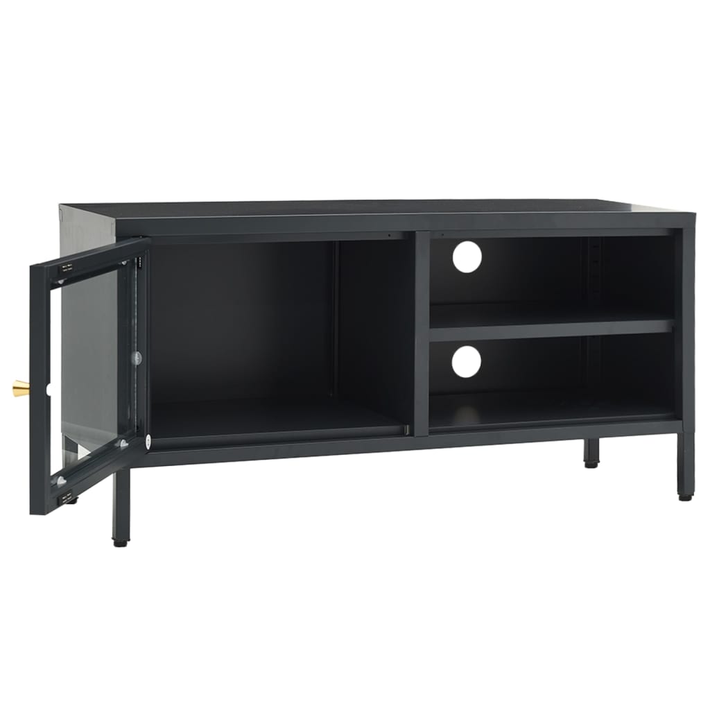 Tv-Bänk 90X30X44 Cm Stål Och Glas