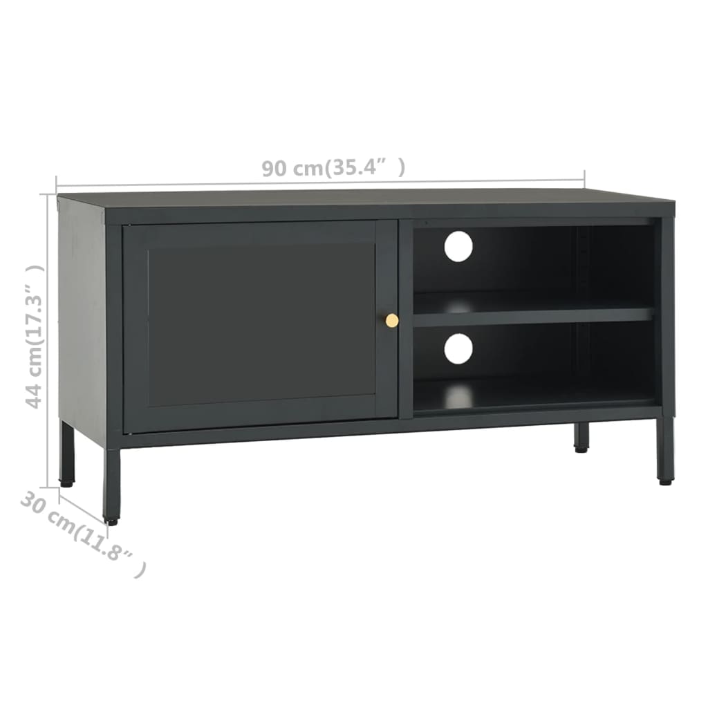 Tv-Bänk 90X30X44 Cm Stål Och Glas