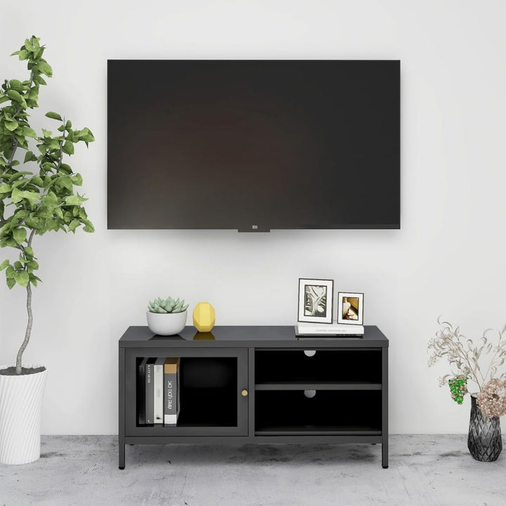 Tv-Bänk 90X30X44 Cm Stål Och Glas