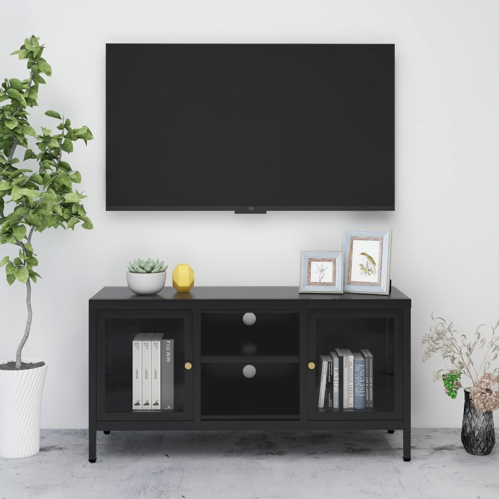 Tv-Bänk 105X35X52 Cm Stål Och Glas