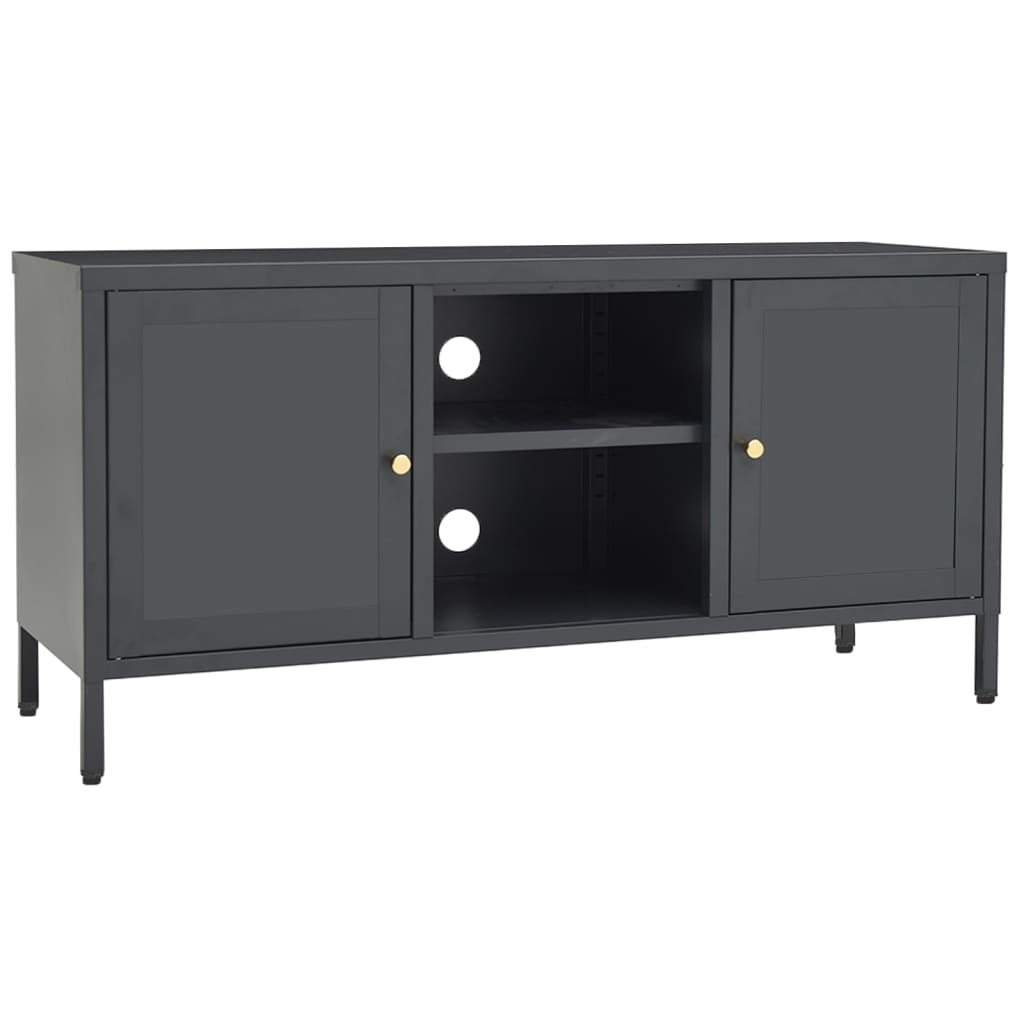 Tv-Bänk 105X35X52 Cm Stål Och Glas
