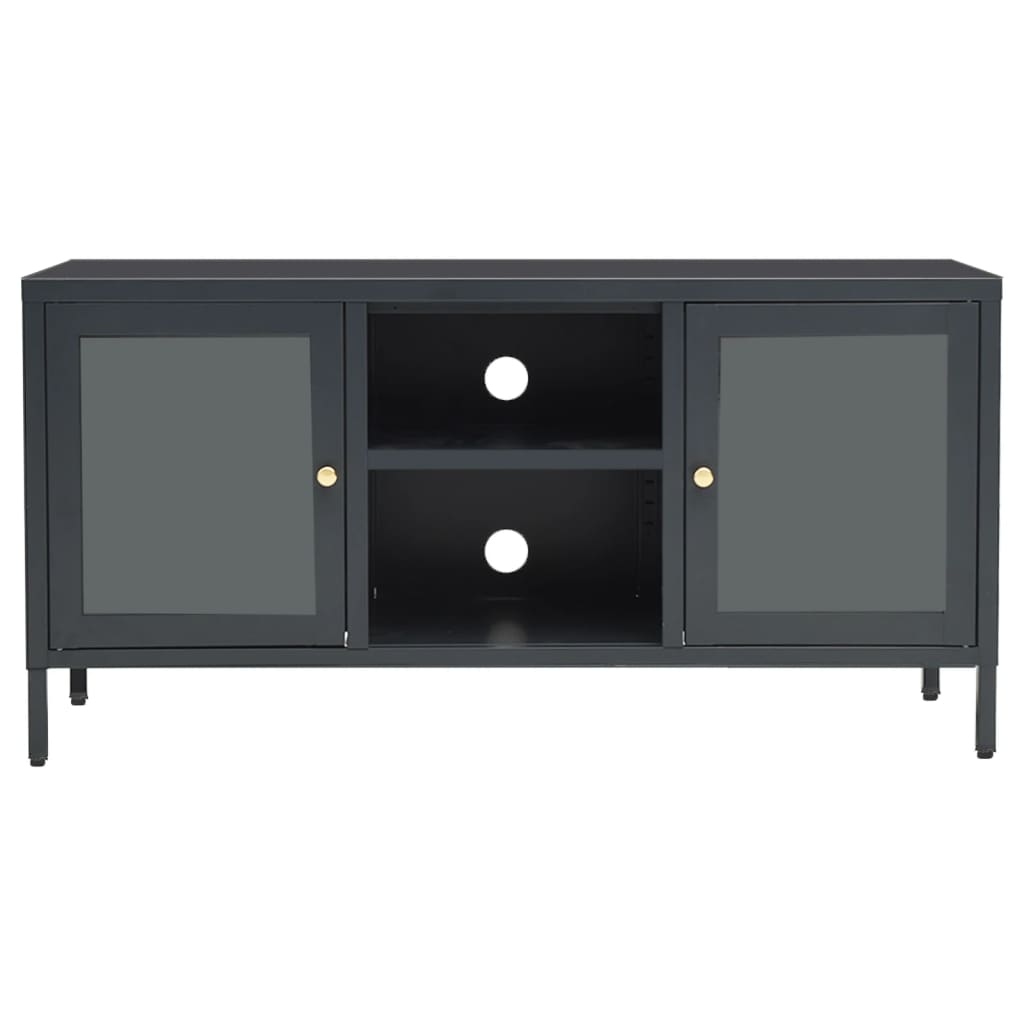Tv-Bänk 105X35X52 Cm Stål Och Glas
