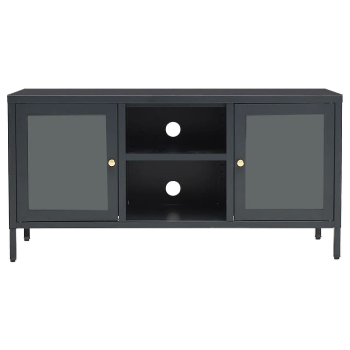 Tv-Bänk 105X35X52 Cm Stål Och Glas