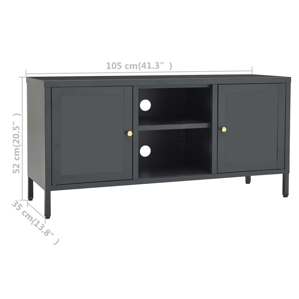 Tv-Bänk 105X35X52 Cm Stål Och Glas
