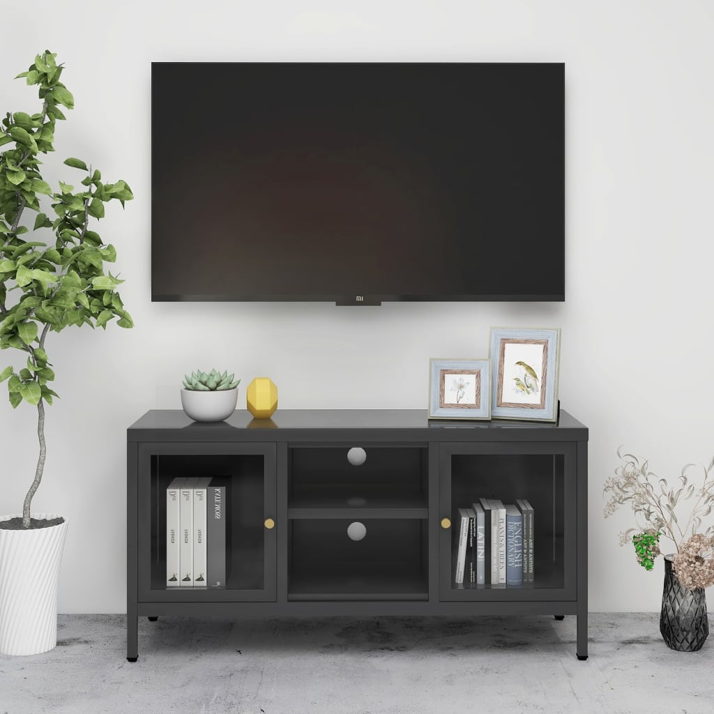 Tv-Bänk 105X35X52 Cm Stål Och Glas
