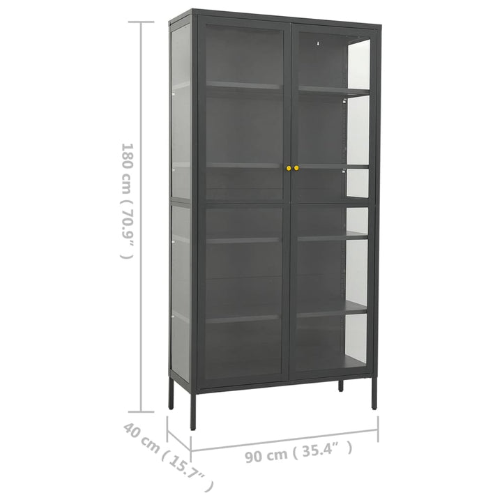 Vitrinskåp 90X40X180 Cm Stål Och Härdat Glas