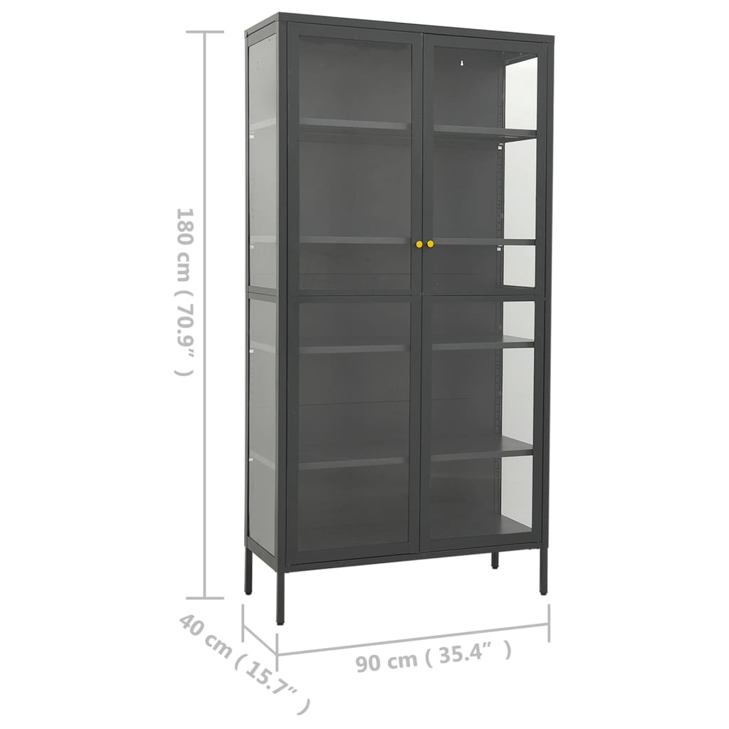 Vitrinskåp 90X40X180 Cm Stål Och Härdat Glas