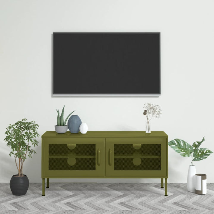 Tv-Bänk Grön 105X35X50 Cm Stål
