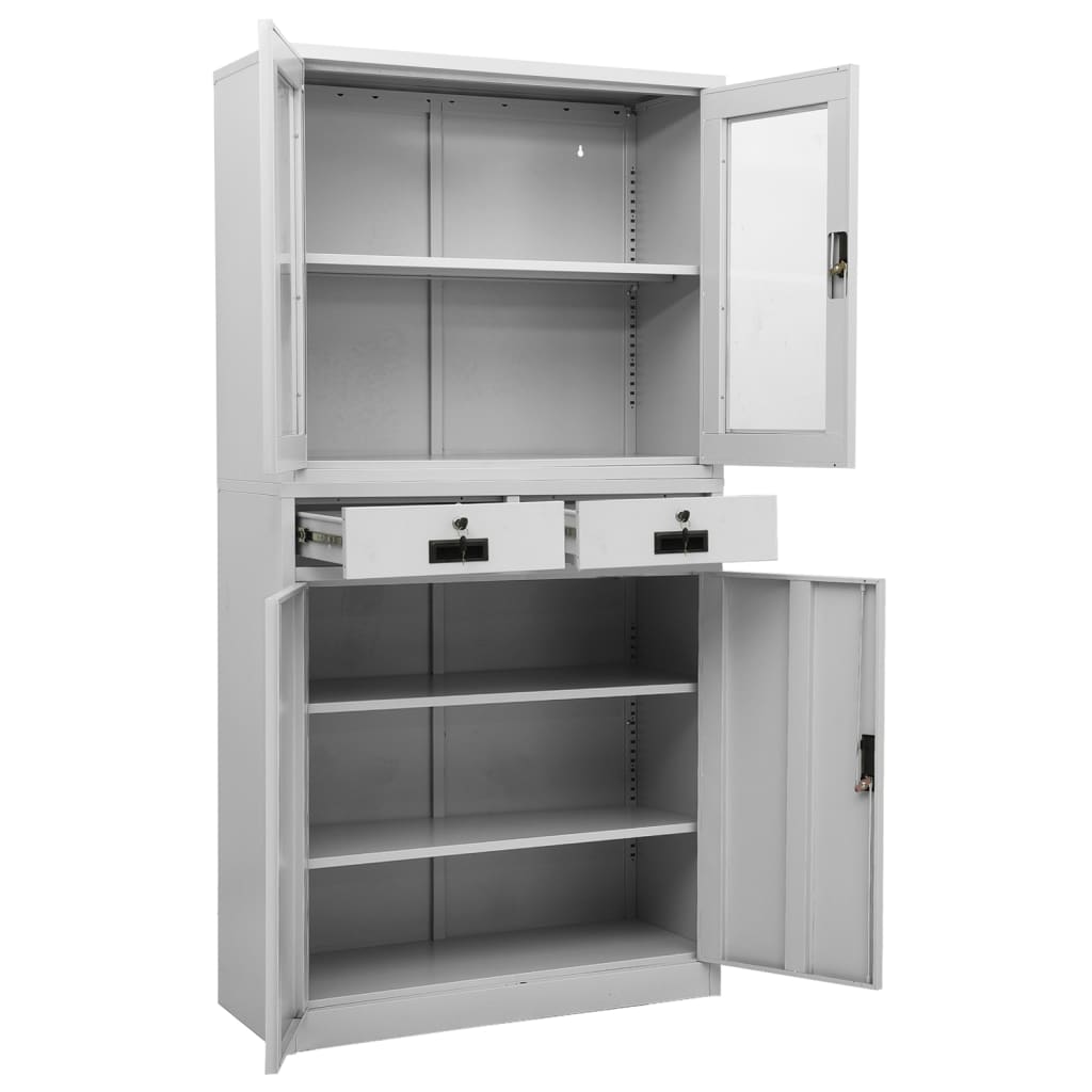 Dokumentskåp 90X40X180 Cm Stål Och Härdat Glas