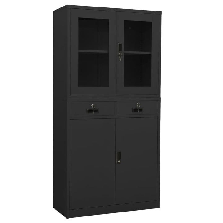 Dokumentskåp 90X40X180 Cm Stål Och Härdat Glas