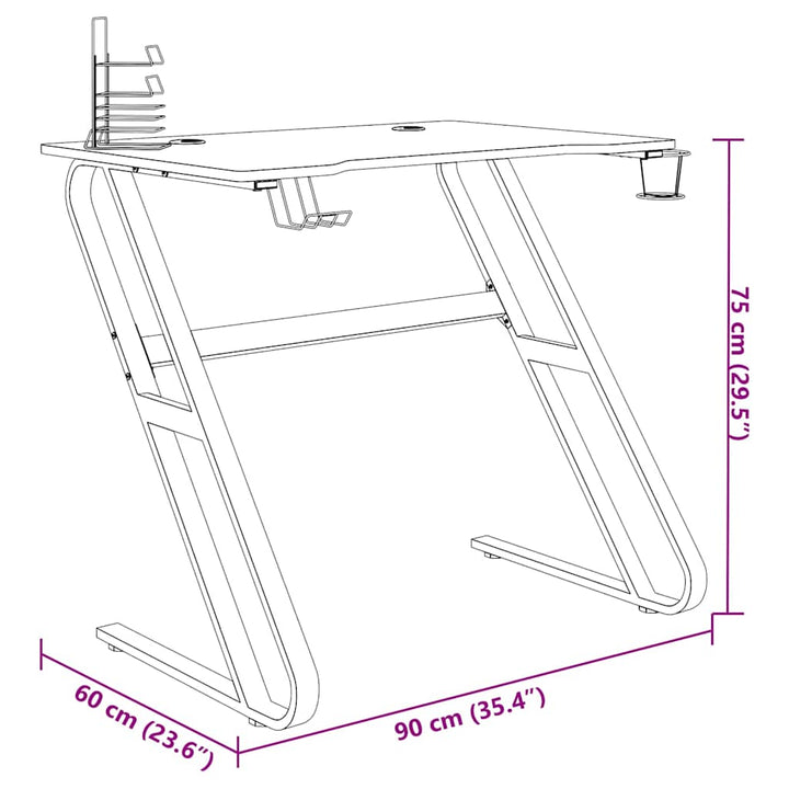 Gamingskrivbord Med Zz-Formade Ben