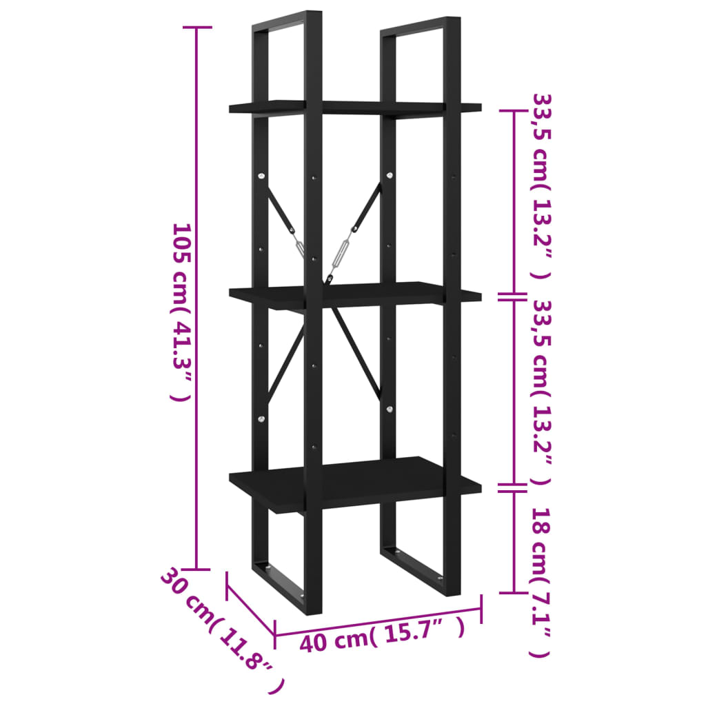 Bokhylla 3 Hyllplan 40X30X