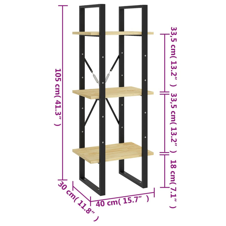 Bokhylla 3 Hyllplan 40X30X