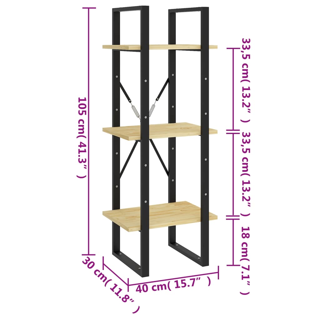 Bokhylla 3 Hyllplan 40X30X