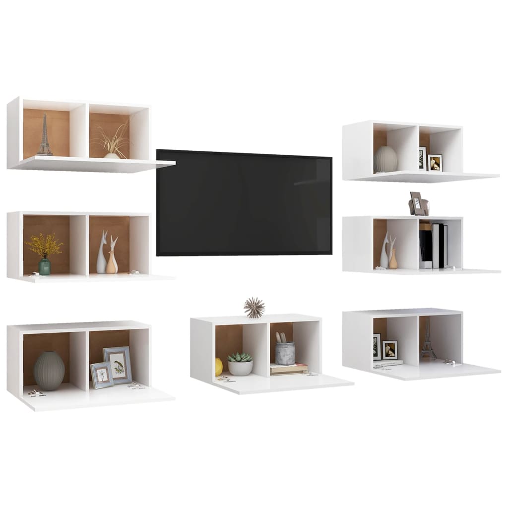 Tv-Bänk Set 7 St 30,5X30X60 Cm Konstruerat Trä