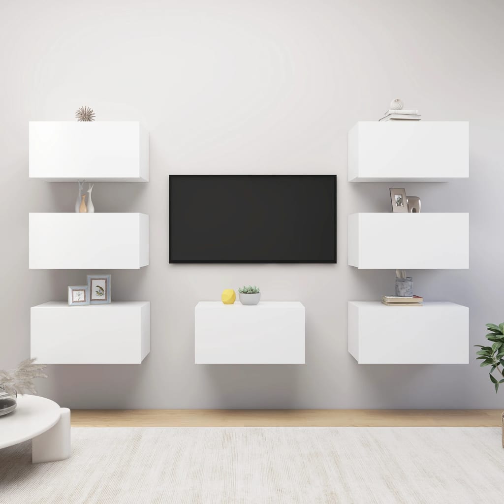 Tv-Bänk Set 7 St 30,5X30X60 Cm Konstruerat Trä