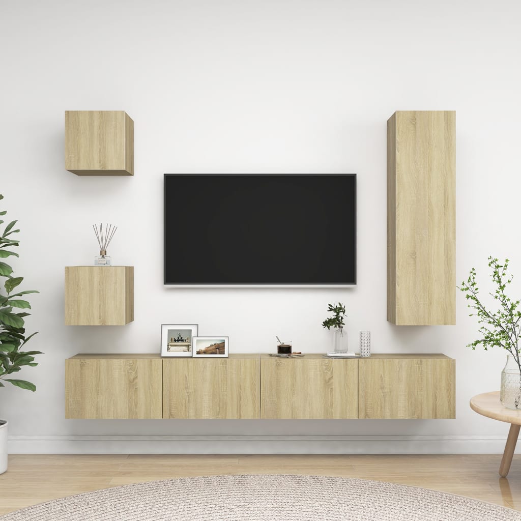 Tv-Skåp 5 Delar Konstruerat Trä