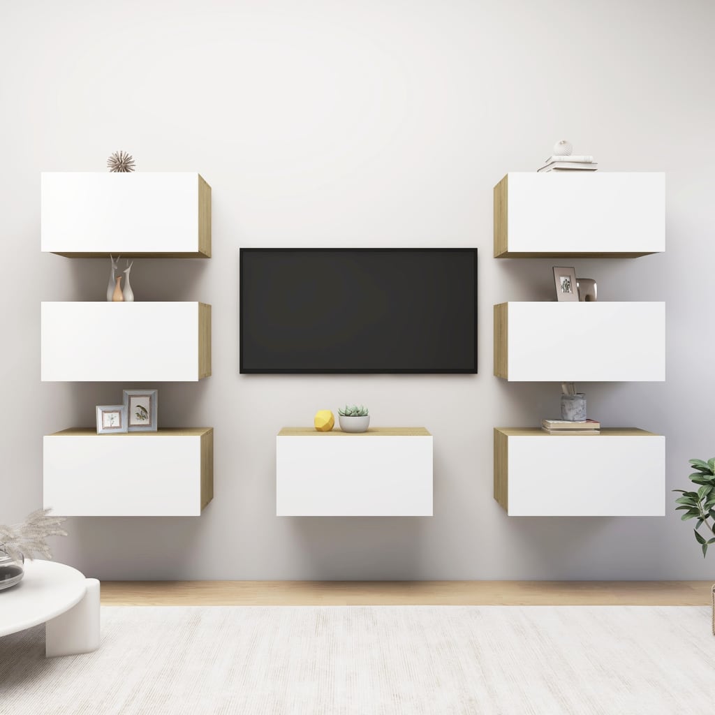 Tv-Bänk Set 7 St 30,5X30X60 Cm Konstruerat Trä