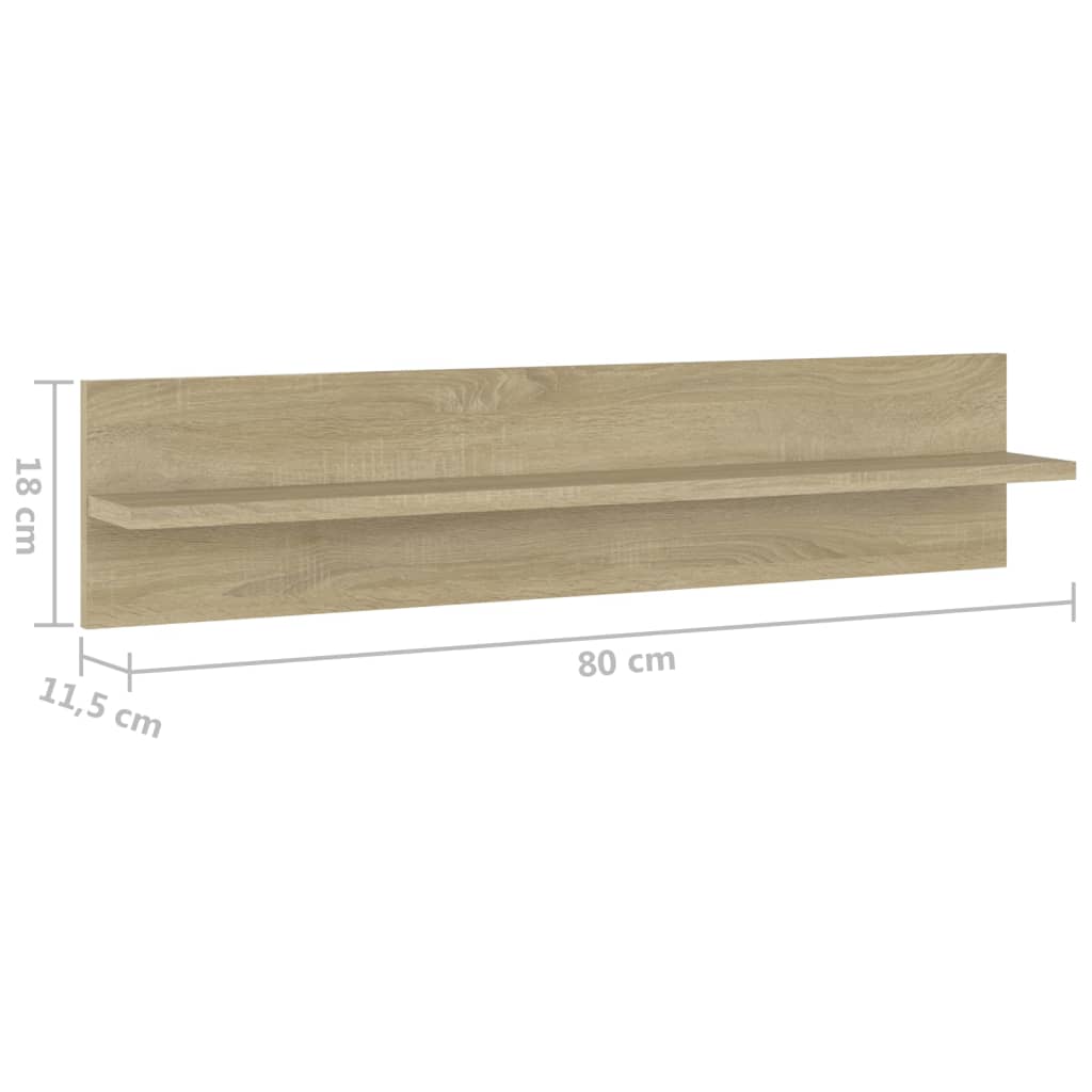 Vägghyllor 2 St Sonoma-Ek 80X11,5X18 Cm Konstruerat Trä