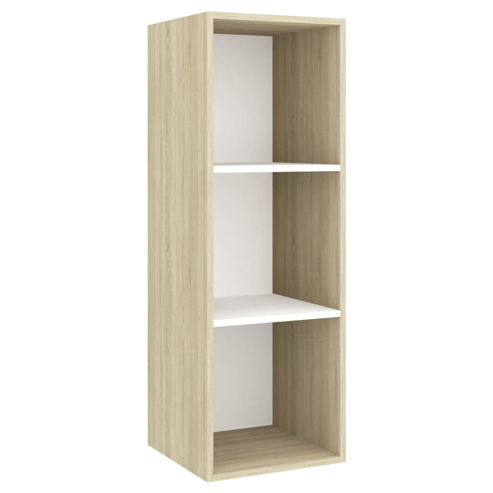 Tv-Skåp 3 Delar Vit Och Sonoma-Ek Konstruerat Trä