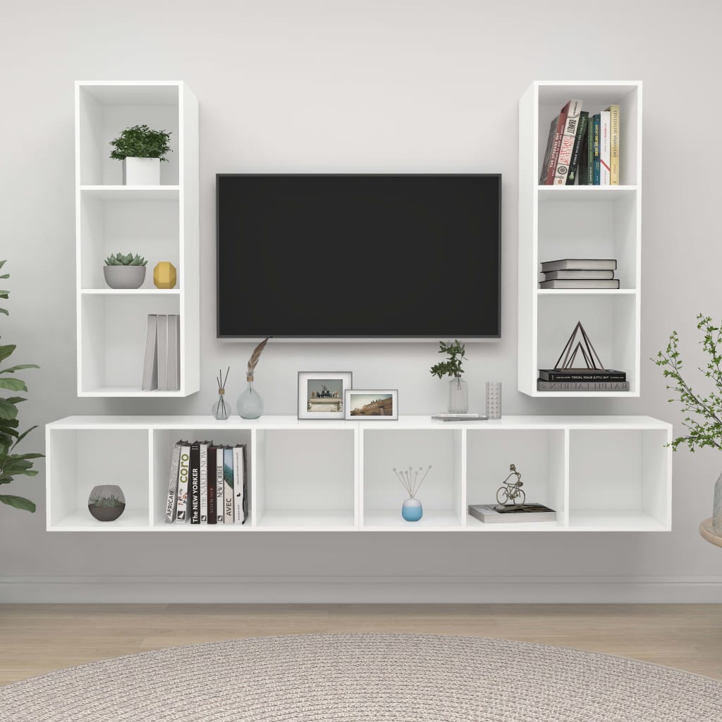 | Vägg Tv Skåp | Väggmonterad 4 Pcs 37 X 37 X 107.5 Cm