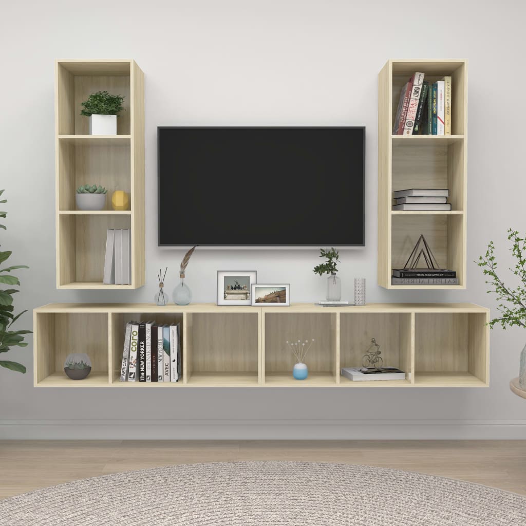 | Vägg Tv Skåp | Väggmonterad 4 Pcs 37 X 37 X 107.5 Cm