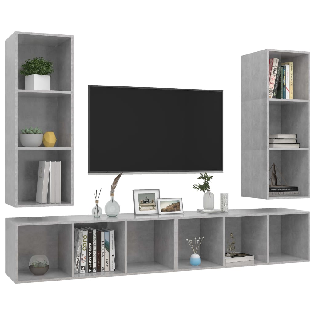 | Vägg Tv Skåp | Väggmonterad 4 Pcs 37 X 37 X 107.5 Cm