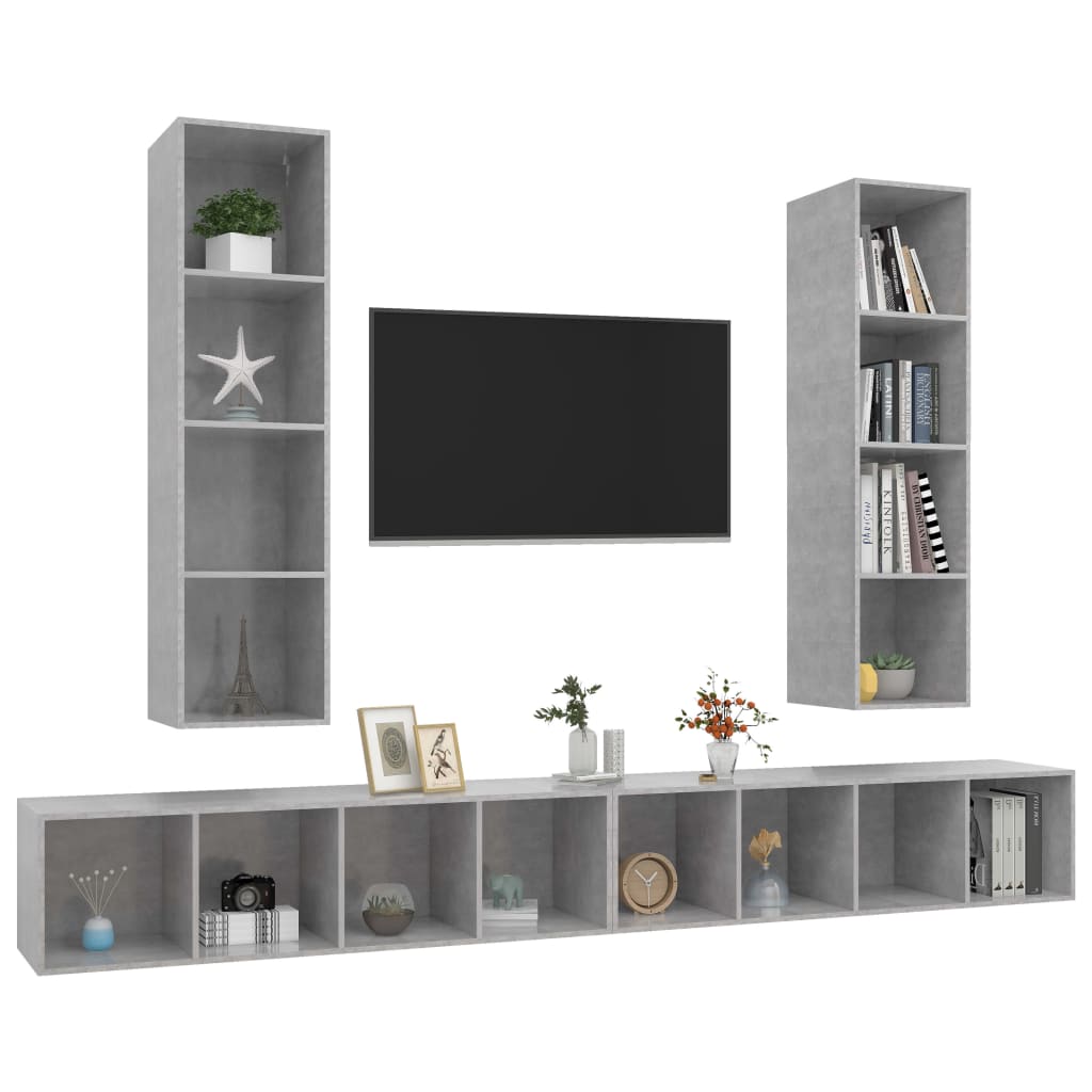 Väggmonterade Tv-Skåp 4 St Konstruerat Trä