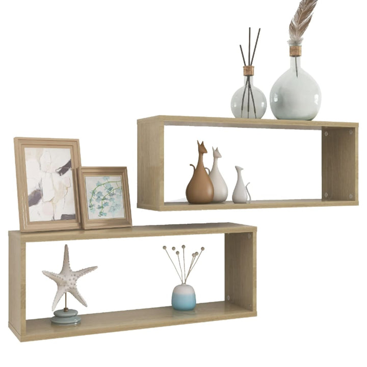 Vägghyllor 2 St Sonoma-Ek 60X15X23Cm Konstruerat Trä