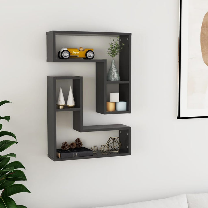 Vägghylla Kubformad 2 St Åldrat Trä 50X15X50 Cm Konstruerat Trä