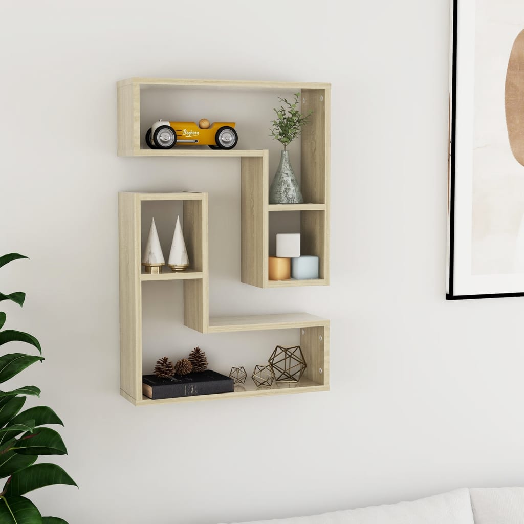 Vägghylla Kubformad 2 St Åldrat Trä 50X15X50 Cm Konstruerat Trä