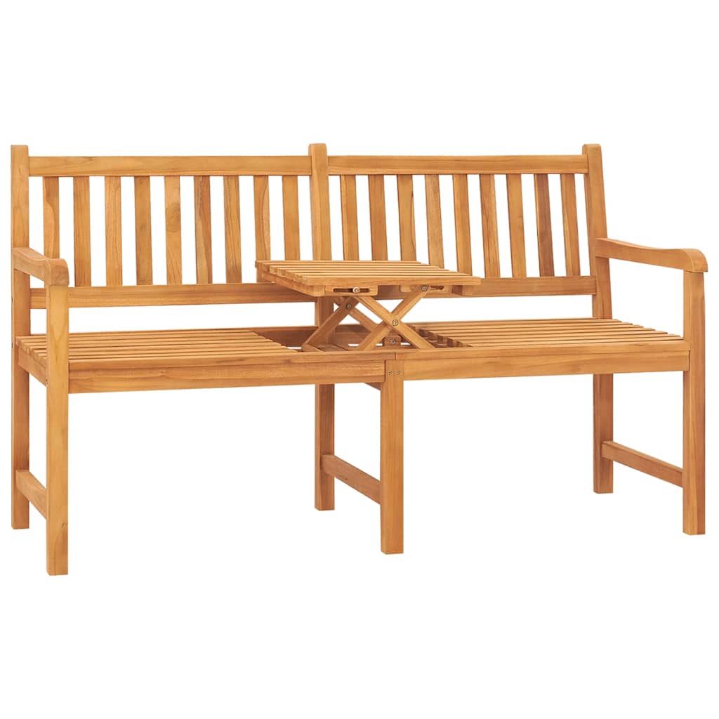 Trädgårdsbänk 3-Sits Med Bord 150 Cm Massiv Teak