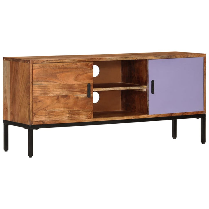 Tv-Bänk Honungsbrun Och Grå 110X30X50 Cm Massivt Akaciaträ