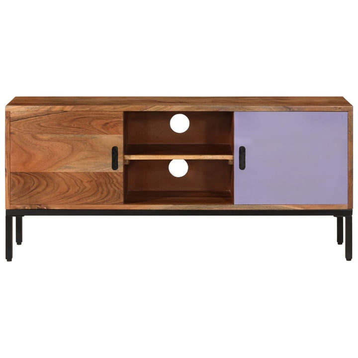 Tv-Bänk Honungsbrun Och Grå 110X30X50 Cm Massivt Akaciaträ