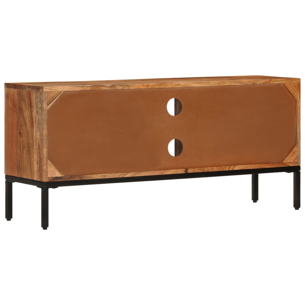Tv-Bänk Honungsbrun Och Grå 110X30X50 Cm Massivt Akaciaträ