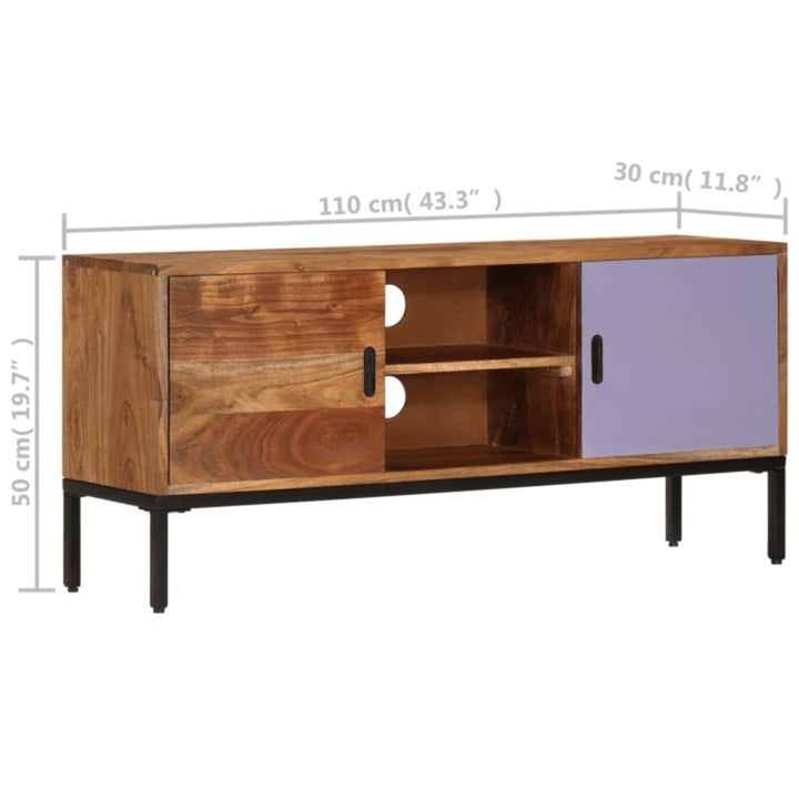 Tv-Bänk Honungsbrun Och Grå 110X30X50 Cm Massivt Akaciaträ