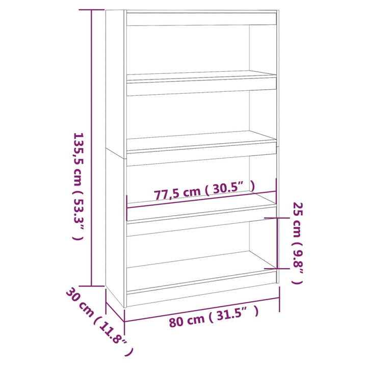 Bokhylla/Rumsavdelare 80X30X135,5 Cm Massiv Furu