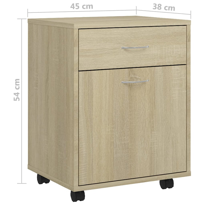 Skåp Med Hjul Sonoma-Ek 45X38X54 Cm Konstruerat Trä