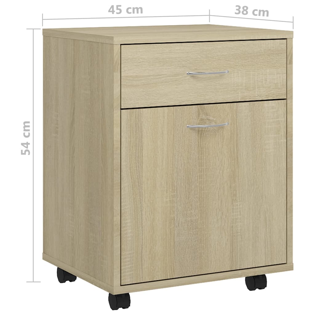 Skåp Med Hjul Sonoma-Ek 45X38X54 Cm Konstruerat Trä