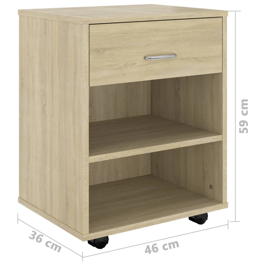 Skåp Med Hjul Sonoma-Ek 46X36X59 Cm Konstruerat Trä