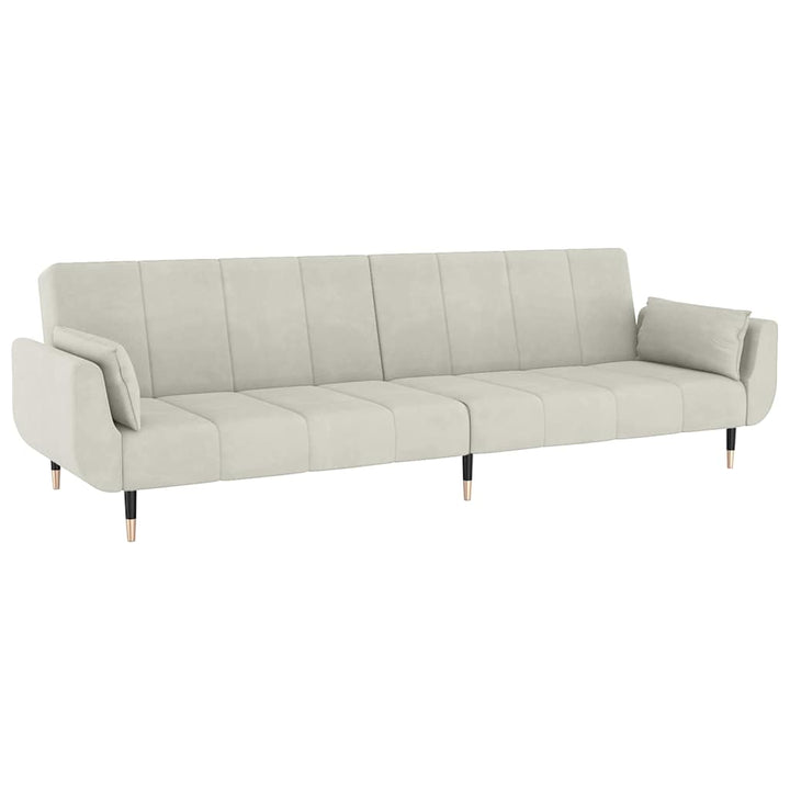 Bäddsoffa 2-Sits Med Två Kuddar Gräddvit Sammet